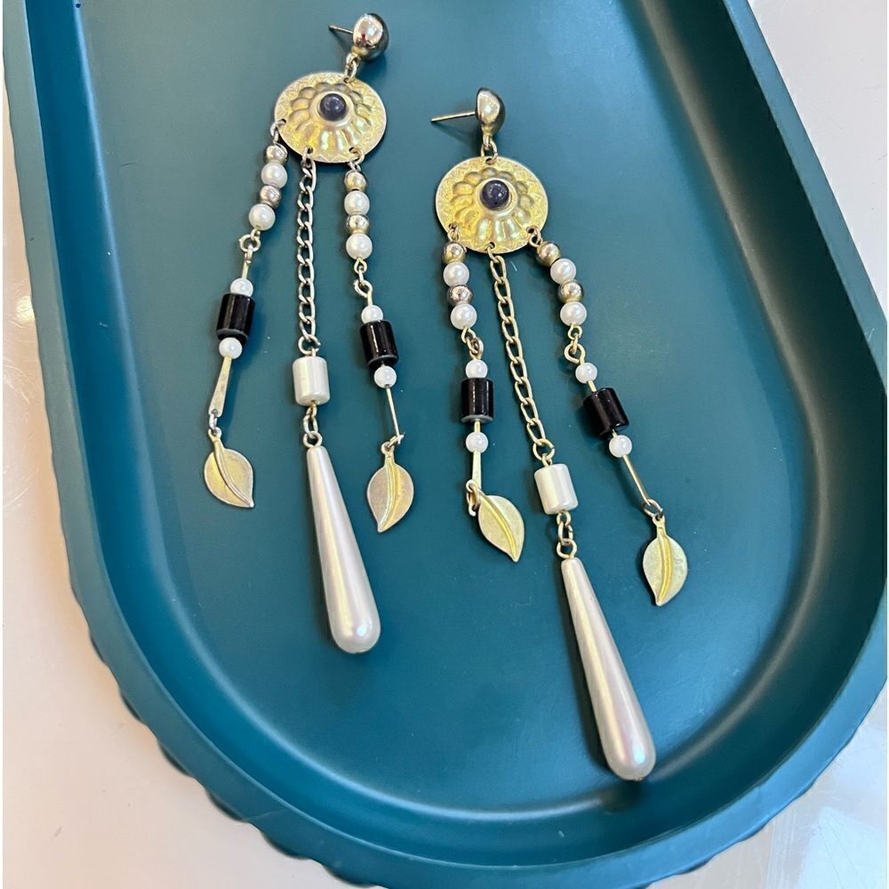XL Vintage One of a Kind Dreamy Boho Handmade 80s Southwestern Earrings